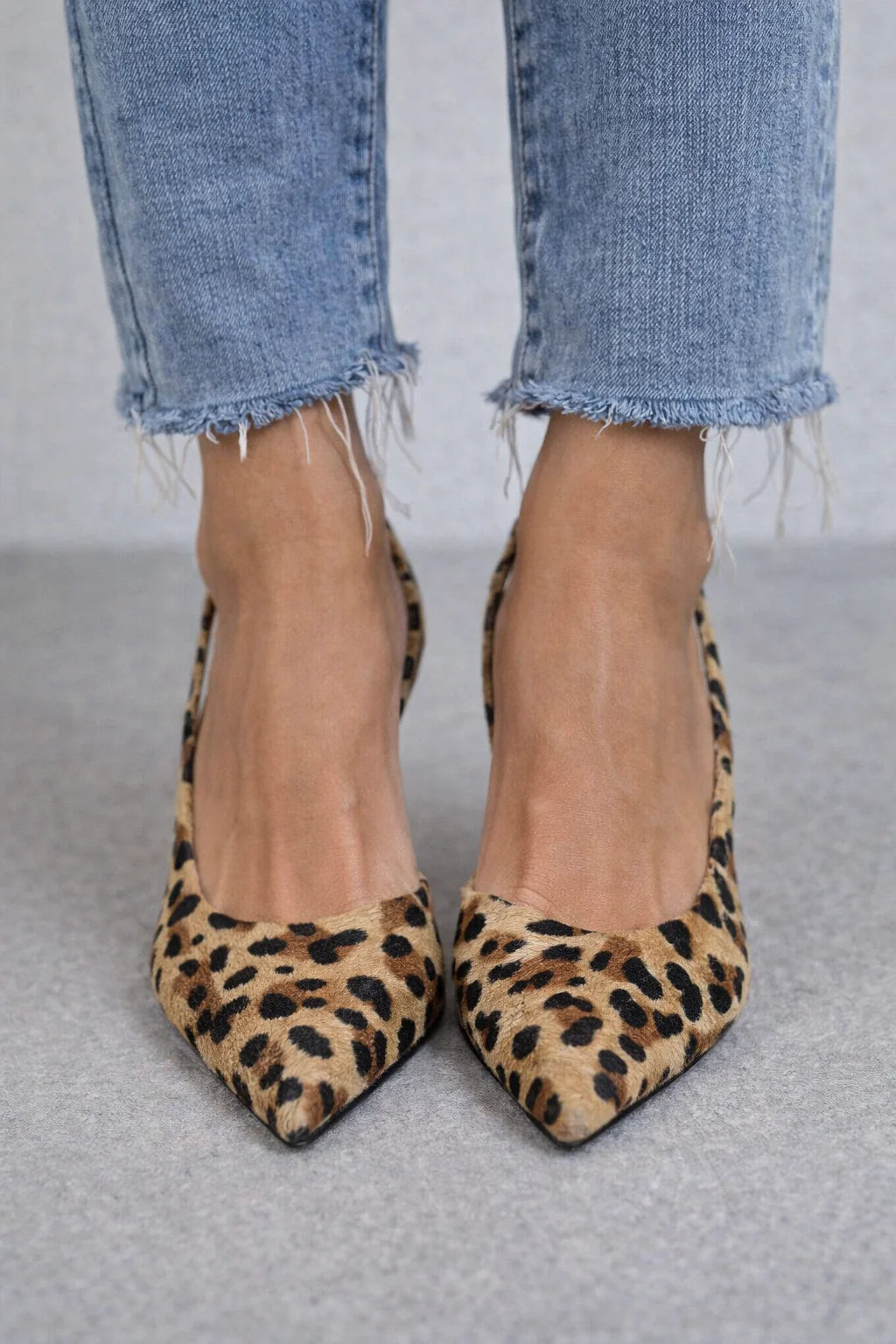 Maria | Pointed Toe Leopard Print Slingback Khaki Stiletto Heels