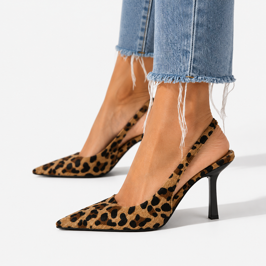 Maria - Tacones Slingback Estampado Leopardo