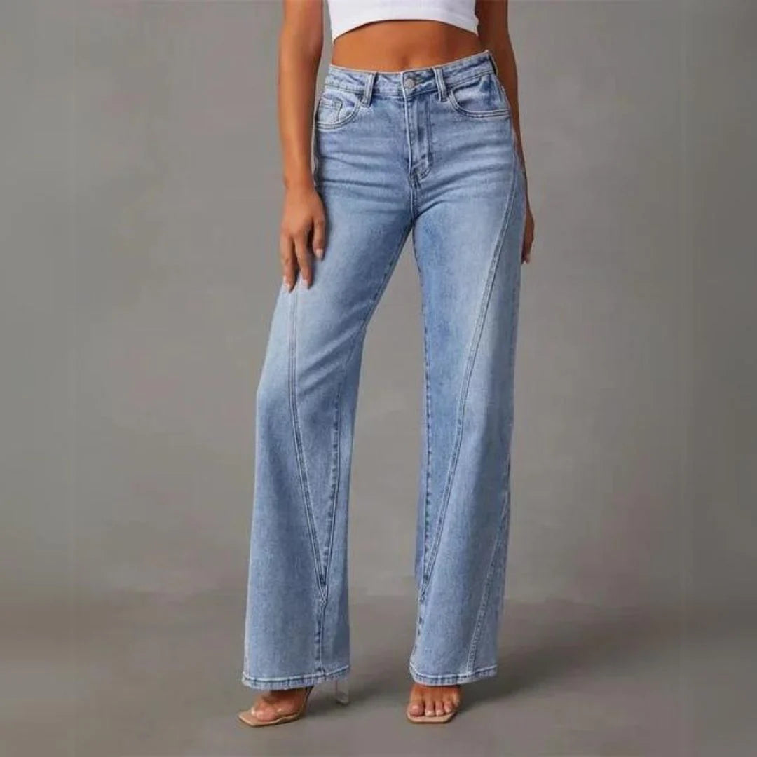 Jean Droit Taille Haute Femme Coupe Décontractée